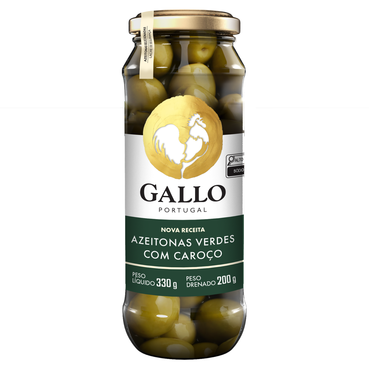 Azeitona Verde em Conserva com Caroço Gallo Vidro 200g